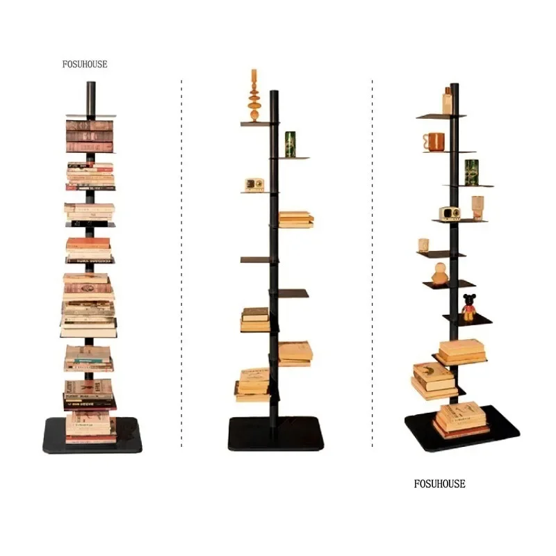 Modern Design Rotatable Adult Children Bookcase Living Room Library Iron Storage Corner Plant Shelves Book Rack Home Decor B