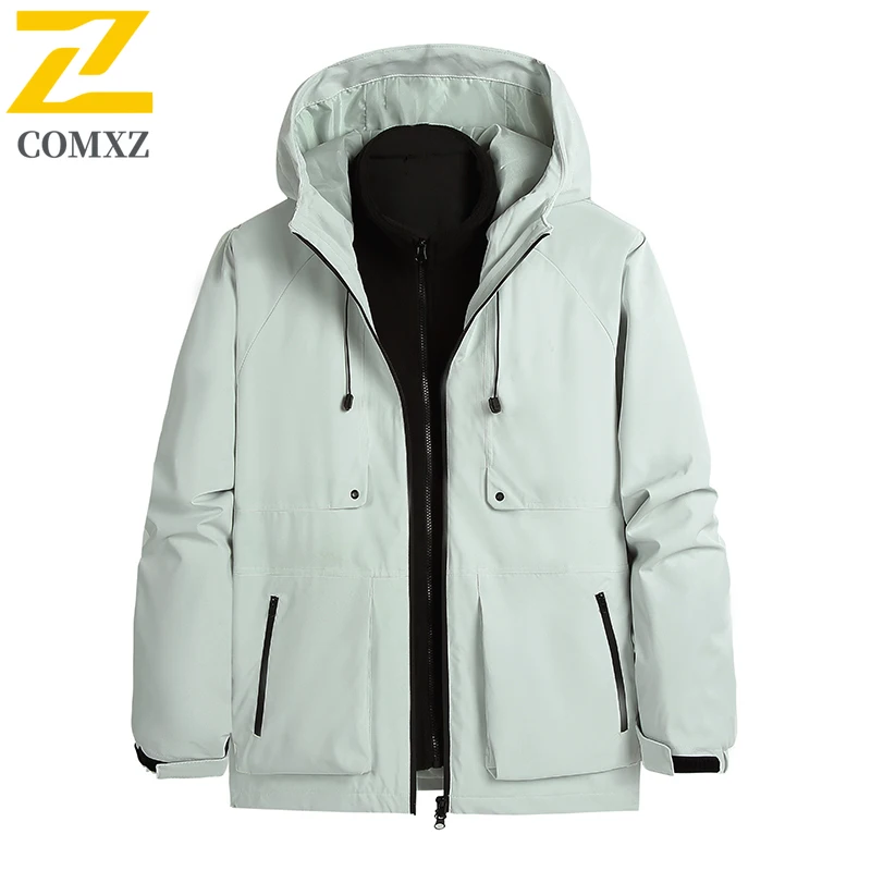 Autumn Winter Men's Hiking Jacket Mountaineering Skiing Windproof Waterproof 3-in -1 Multifunctional Coat New Warm Couple Jacket