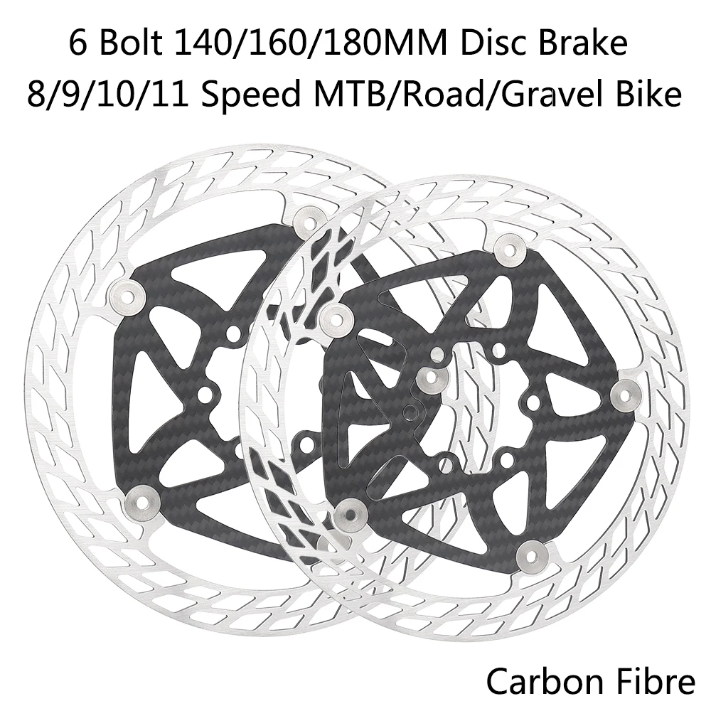 Carbon-Fiber-Bike-Disc-Brake-Rotor-6-Bolts-Floating-Rotor-140mm-160mm ...