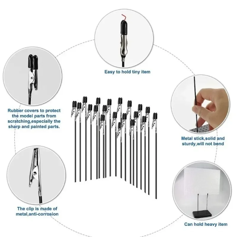 1/30PCS Magnetic Alligator Clips Model Painting Stand Base Holder Flexible Metal Price Tag Card Photo Clamp Airbrush Accessory alligator clips test clip test hooks clips