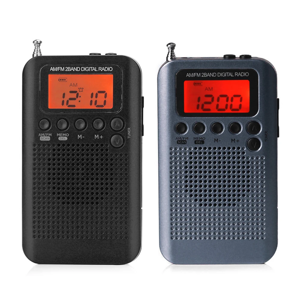 디지털 디스플레이 포켓 라디오 AM FM 라디오 HRD-104 휴대용 40mm 드라이버 스피커 포함 경량 휴대용 음악 장치