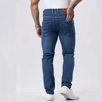 Printemps automne hommes d'affaires jean décontracté droit Stretch mode classique noir ciel bleu gris travail Denim pantalon marque vêtements 4