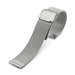 Elegant Milanese Stainless Steel Mesh Watchband Bracelet in Black & Rose Gold - 20mm (0.6mm - silver)