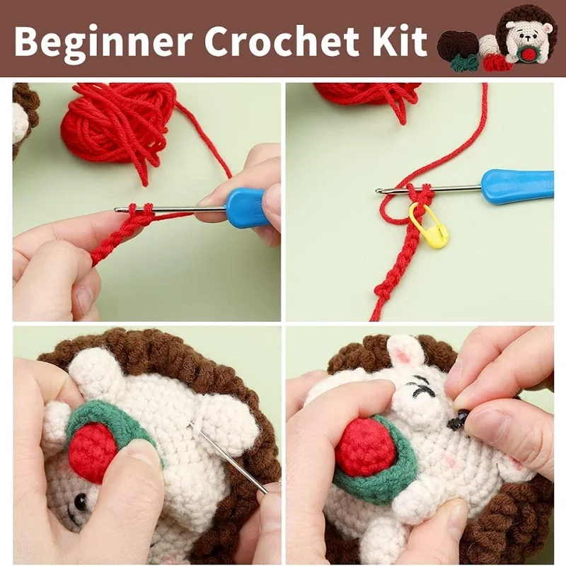 LMDZ Non-finished Beginner Crochet Suit Crochet Animal About 10cm Yarn Knitting Suit Polyester Fiber Starter Kit Process