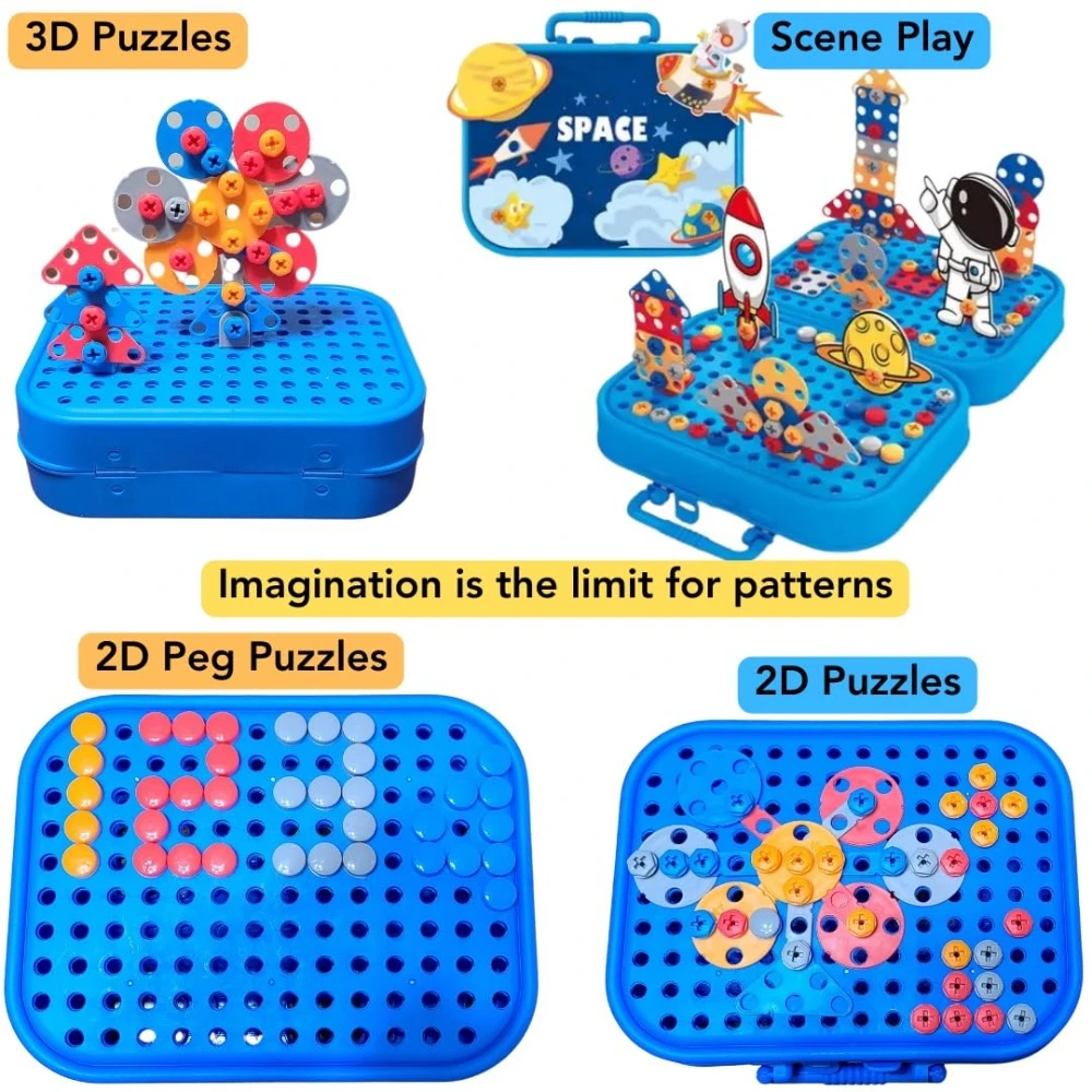 WizKidz STEM Toys Drill Set Building Blocks 3D Screw Puzzle DIY Educational Construction Engineering Toys for Kids Boys & Girls 2