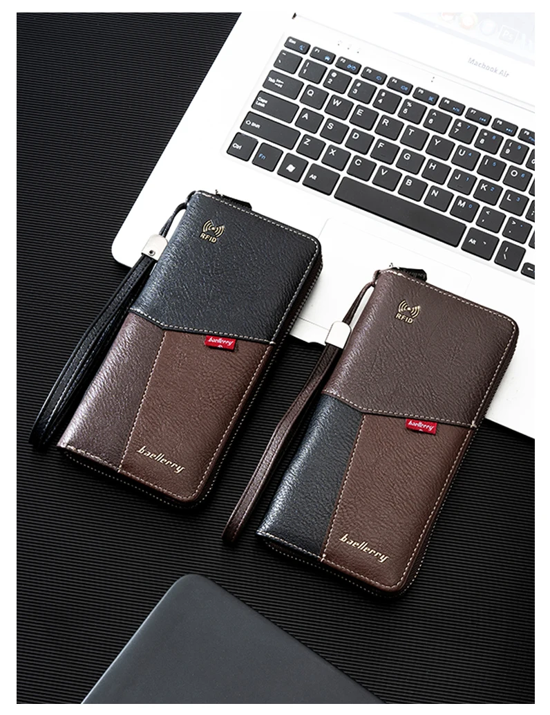Neue Große Kapazität Männer RFID Geldbörsen Handtaschen Karte Halter Zipper Männlichen Geldbörsen Hohe Qualität Telefon Tasche Männer Geld Clips – Detail 14