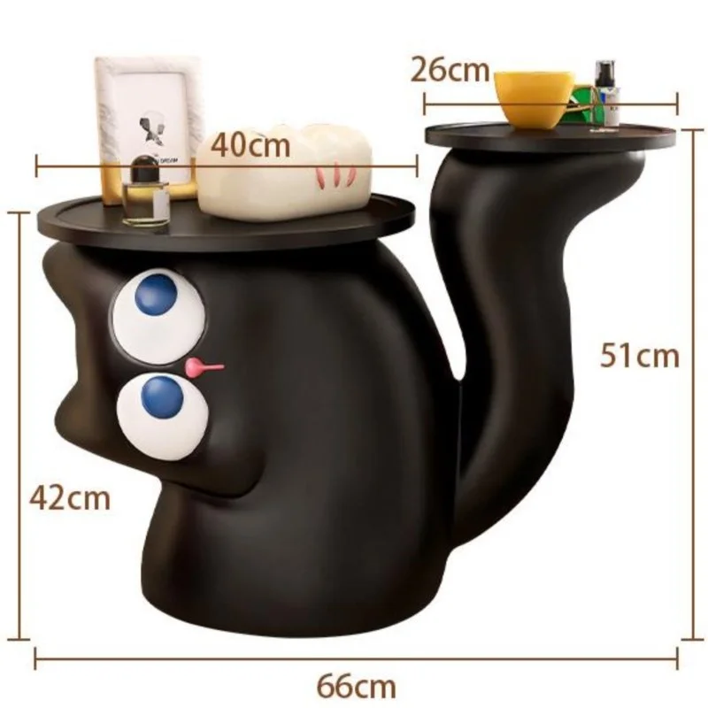 IHOME Crooked Cat Tray With Cute Living Room Cabinets Creative Decoration Black Simple Modern Small Coffee Table Side Table 2024
