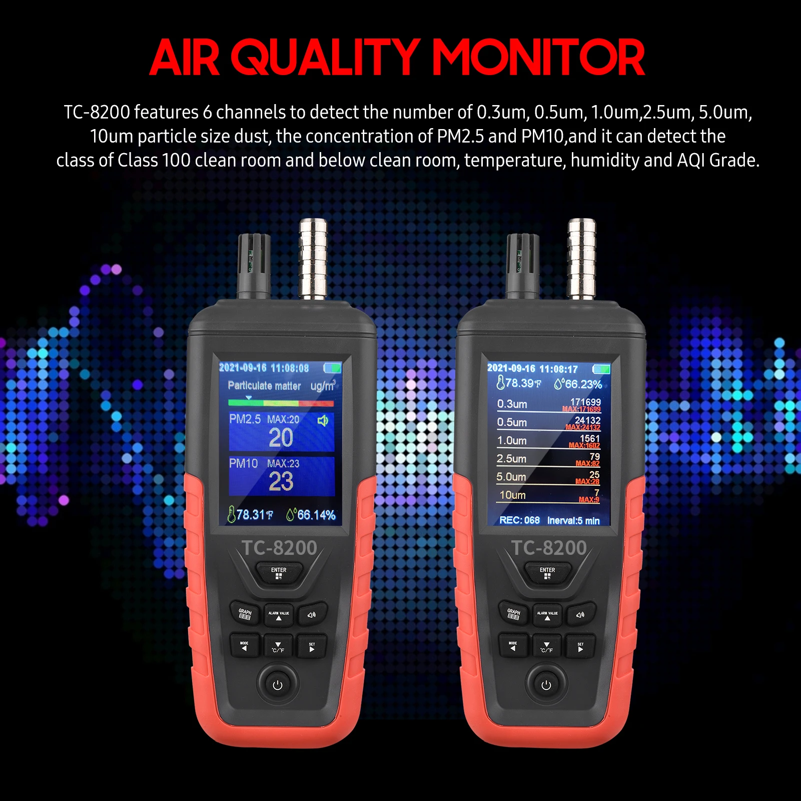TC-8200 Dust Particle Counter PM2.5 PM10 Detector Dust