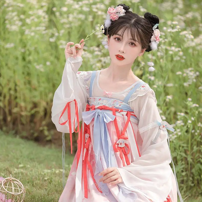 

Kawaii Cherry Blossoms Cinnamoroll Chest Length Ru Skirt Cute Sanrio Long Skirt Original Embroidery Hanfu Cute Girl Skirt
