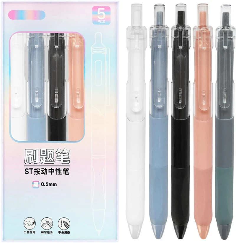 

Милая гелевая ручка тонкая точка плавное письмо выдвижной 0,5 мм черные чернила авторучки шариковая фоторучка россыпью 5 штук