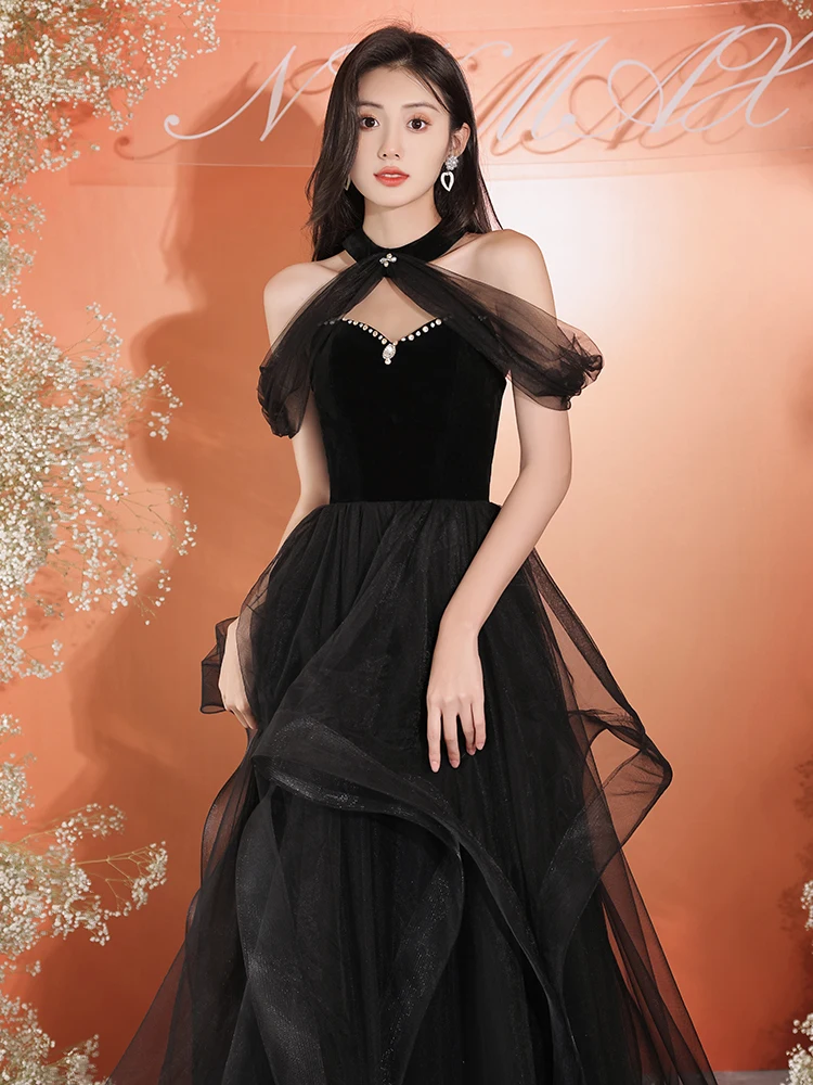 【匿名配送・新品・未使用・タグ付き】ブラック MサイズＡラインパーティー ドレス Amazon | [EightSTAR Dress] 結婚式ドレス パーティードレス 黒