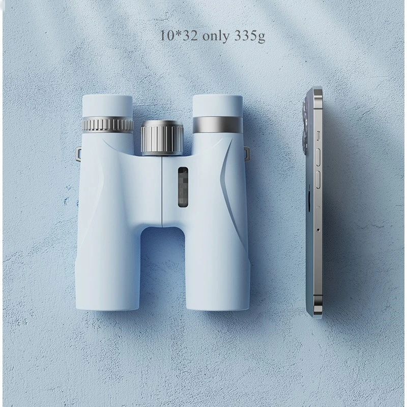 고품질 10x32 FMC 루프 프리즘 HD 휴대용 망원경 라이트 블루 쌍안경 7x42 광각 조류 관찰 여행 콘서트 스포츠용