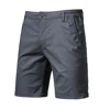 2024 New Summer 100% Cotton Shorts Men Solid Color Elastic Waist Short Pants High Quality Casual Business Social Men's Shorts 4