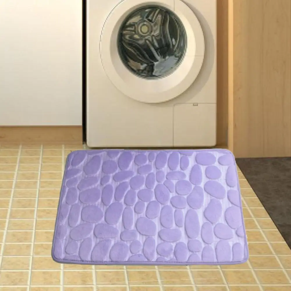 Cobblestone Embossed Non-Slip Washable Bath Mat Rug