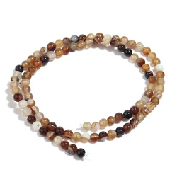 Elegant Brown Stripe Agate Round Natural Stone Beads for DIY Crafting and Jewelry Making (Brown 4mm)