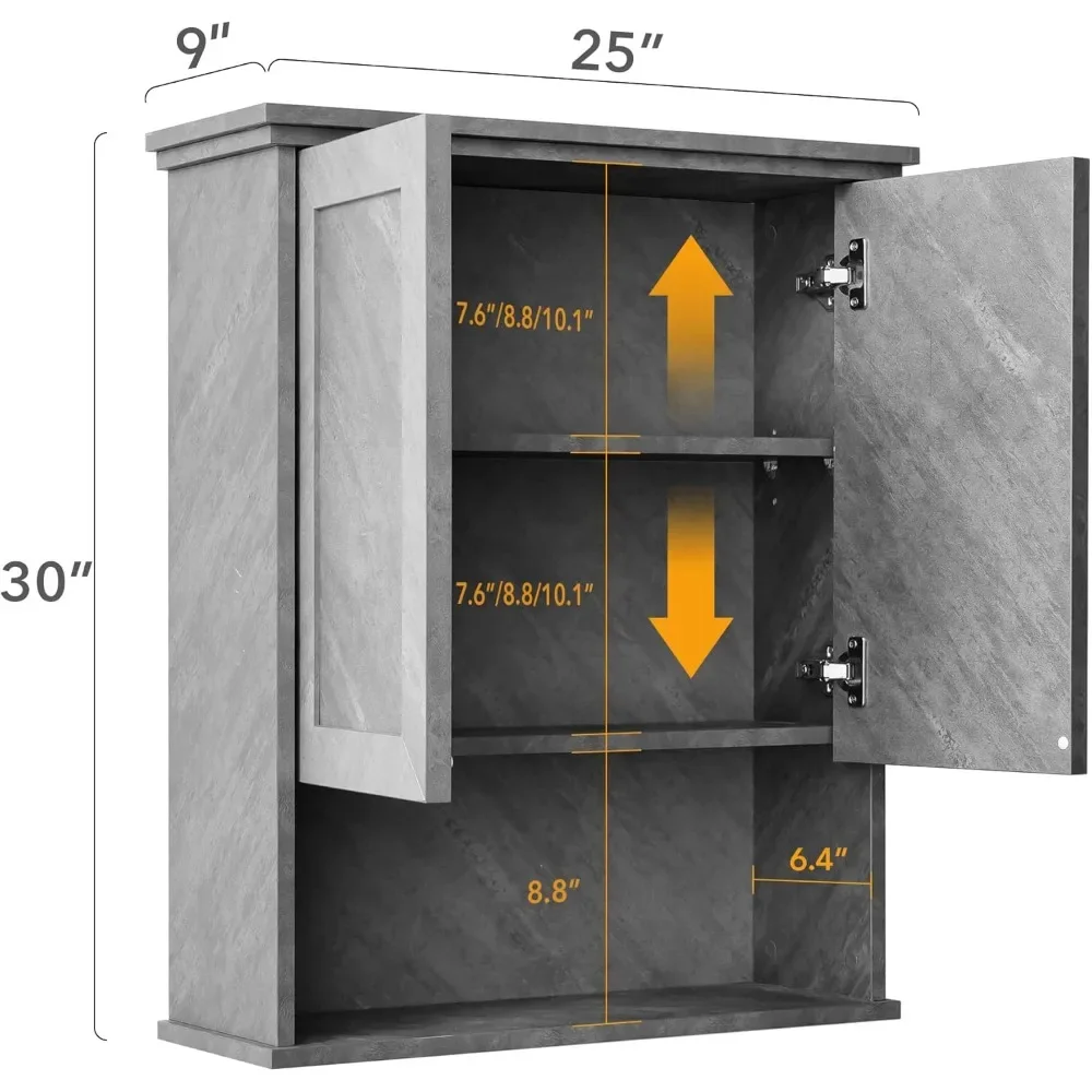 NEW-Bathroom Wall Cabinet Over Toilet Storage Cabinets 25x30 in Above Toilet Wood Medicine Cabinets for Bathroom Wall Mounted Ca
