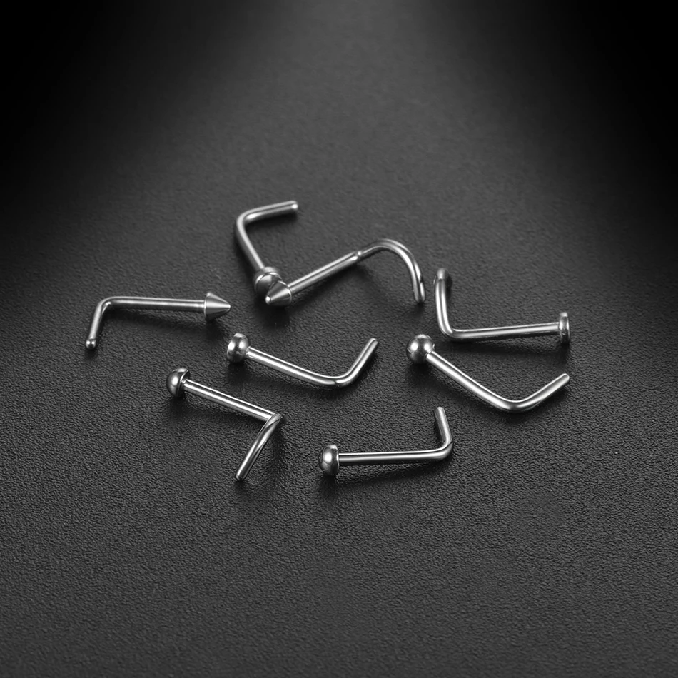 Piercing Jewelry Nose Studs Body Piercing Jewelry Body Jewelry 1PC 18G/20G Titanium Nose Stud Nostril Piercing Women L Shape Sexy Nariz Nose Bone Ear Lip Stud Piercing