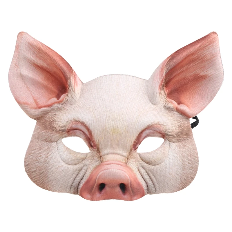 2022 New Halloween Unisex 3D Tiger Pig Animal Half Face Eye Mask Festival Masquerade Party Fancy Cosplay Costume Decoration