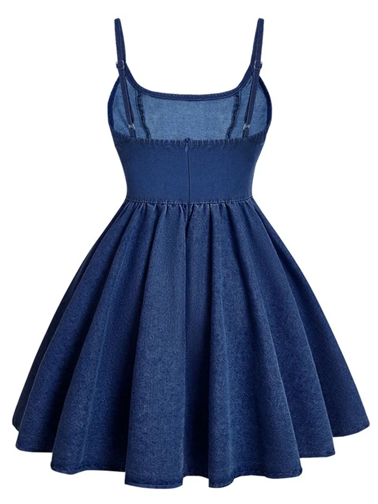 Wmstar Denim Dresses Women Elegant Casual Sleeveless Camisole Midi Dress Fashion Summer Clothes Wholesale Dropshipping New Style