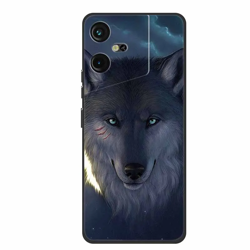 Luxury Soft Silicone TPU Phone Back Cover with Animal Wolf Design