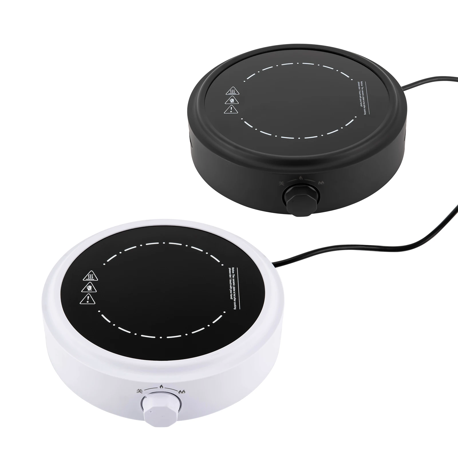 Electric Mini Stove, Portable Hot Plate, 800W, 110V, for Boiling Water, Making Tea and Coffee, Black and White