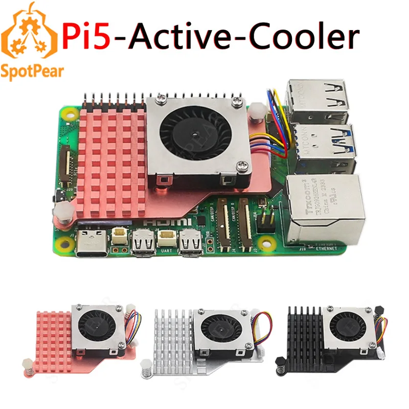 Ventilador Ativo Raspberry pi Radiador Metálico Dissipador de Calor Cobre Puro Alumínio-prata Alumínio-preto