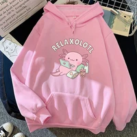 Axolotl Boba Milk Tea Hoodies Korean Style Women Clothes Kawaii Sweatshirt Vintage Cartoon Graphic Hoodie Harajuku Sudaderas - Image 2