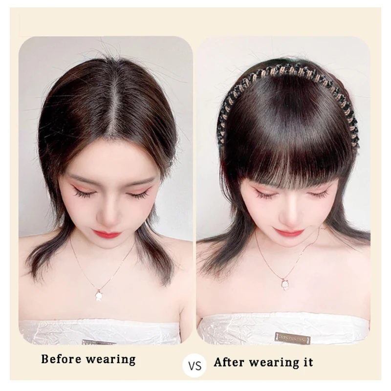 Synthetic  Headband Bangs hairpiece in one piece Short Straight Bangs Hair Extension Fake Fringe For Women Hair Access