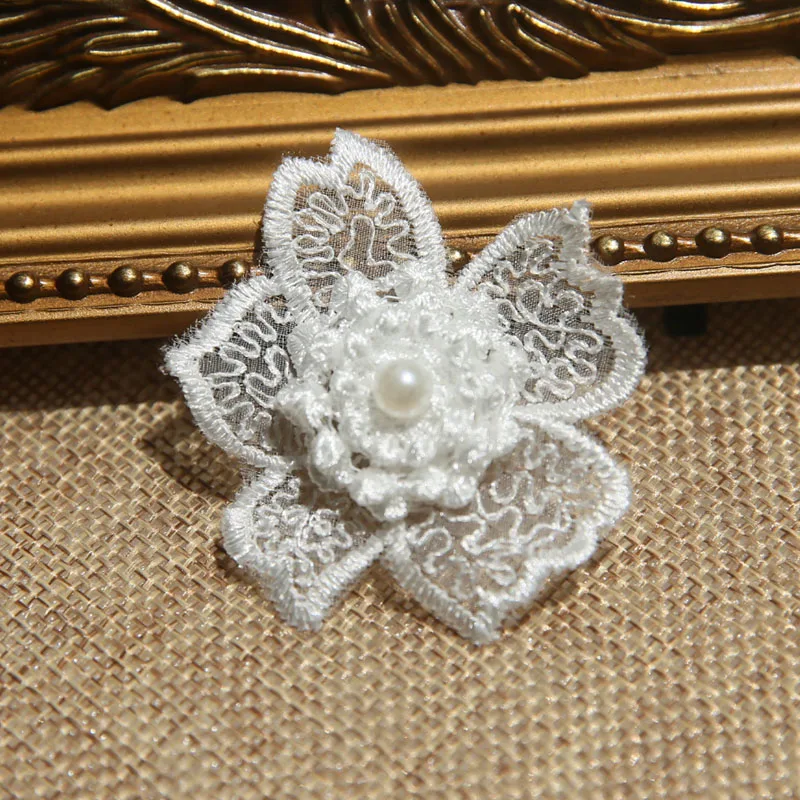 10 teile/los DIY Weiß Organza Blume Patches Für Kleidung Stickerei Patches Für Dekorative Parches Applique Nähen Handwerk – Detail 17