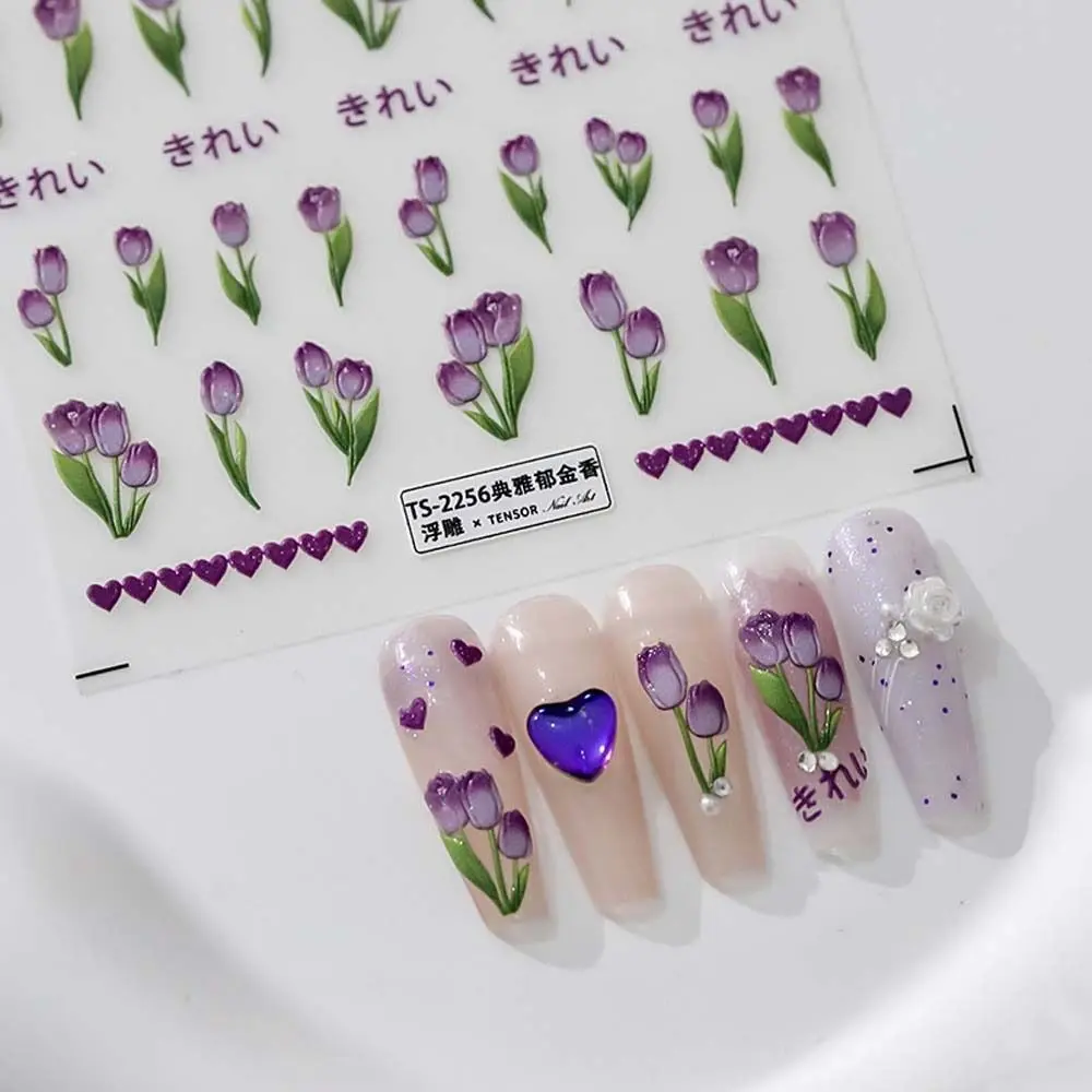 

Fashion Self Adhesive Butterfly Rose Flowers Nail Stickers Tulips Nail Decals Manicure Accessories Nail Art Decorations