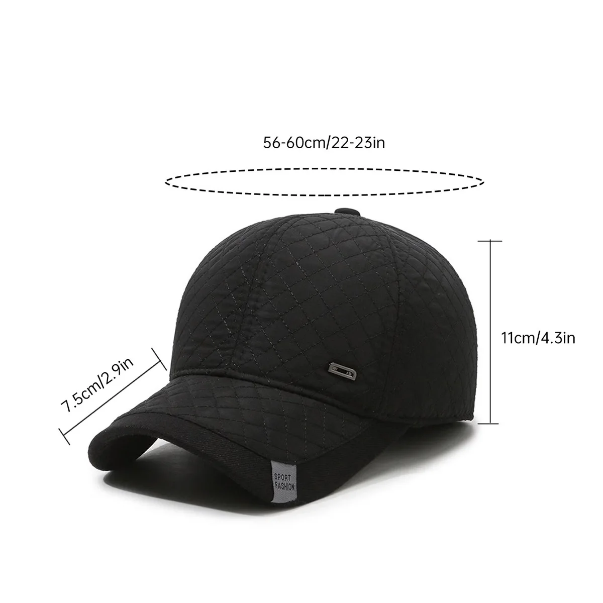 Men's Winter Hat with Fleece Lining, Ear Protection, Warm Baseball Cap, Casual Dad Hat, Cold-Proof Cotton Cap for Middle-Aged and Elderly People