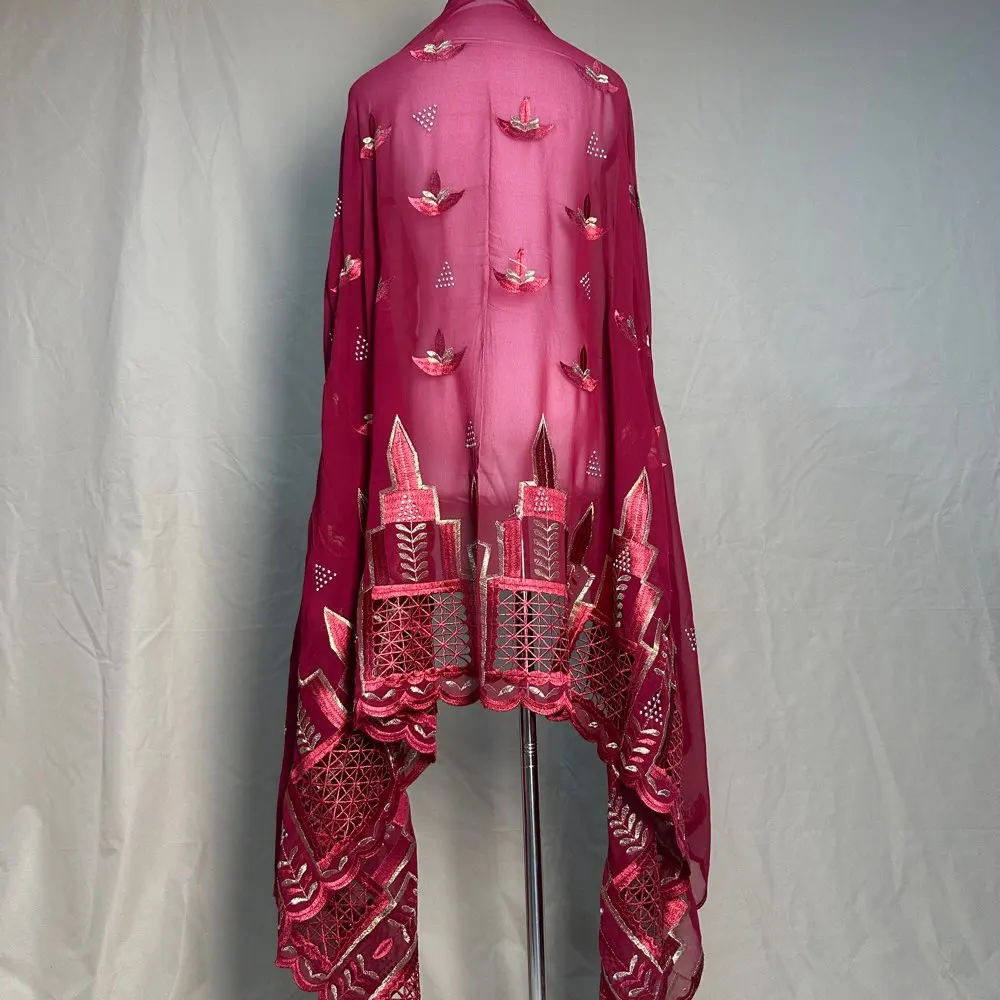 Neuer Dubai-Schal für muslimische Frauen, afrikanischer Chiffon-Großhijab, Islam-Hijab, Pashmina-Turban, Kopftuch, bestickte Schals – Detail 7