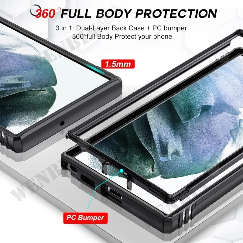 카메라 킥스탠드 커버 포함 헤비 듀티 케이스, 삼성 S24 울트라 S23 S22 플러스 FE A54 A34 A15 A14 A24 A25, 360 도