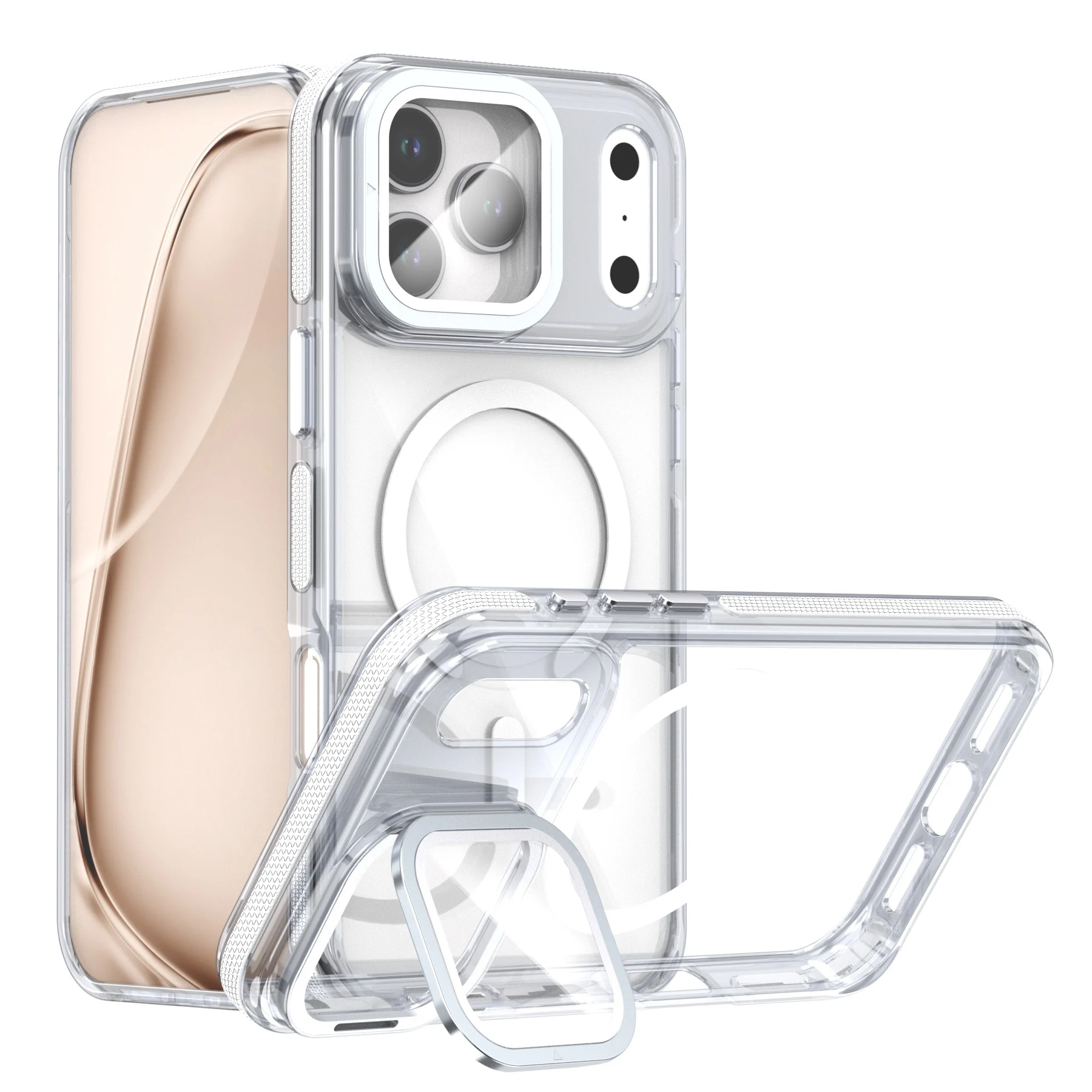 Luxus Magnetische Stoßfest Fall Für iPhone 17 16 15 14 Plus 13 12 11 Pro Max Verdeckte halterung Glas Objektiv schutz Abdeckung Funda – Detail 3