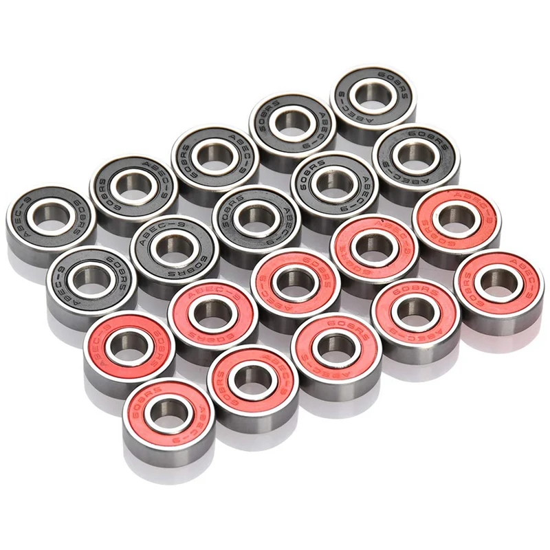 

20 упаковок 608RS ABEC-9 шарикоподшипники для скейтбордов, роликовых коньков, скутеров, роликовых коньков, 8x22x7 мм