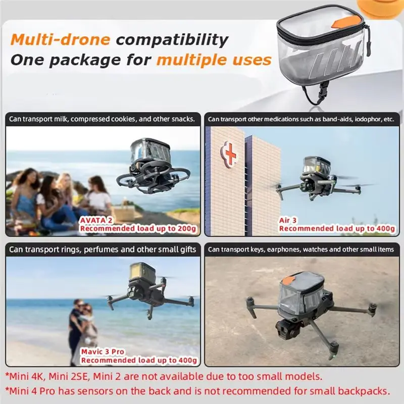 C-Convenient-Drone DJI Avata 2/3 Pro/Air 3/2S 액세서리용 공중 배송 가방 범용 운송 패키지 경량