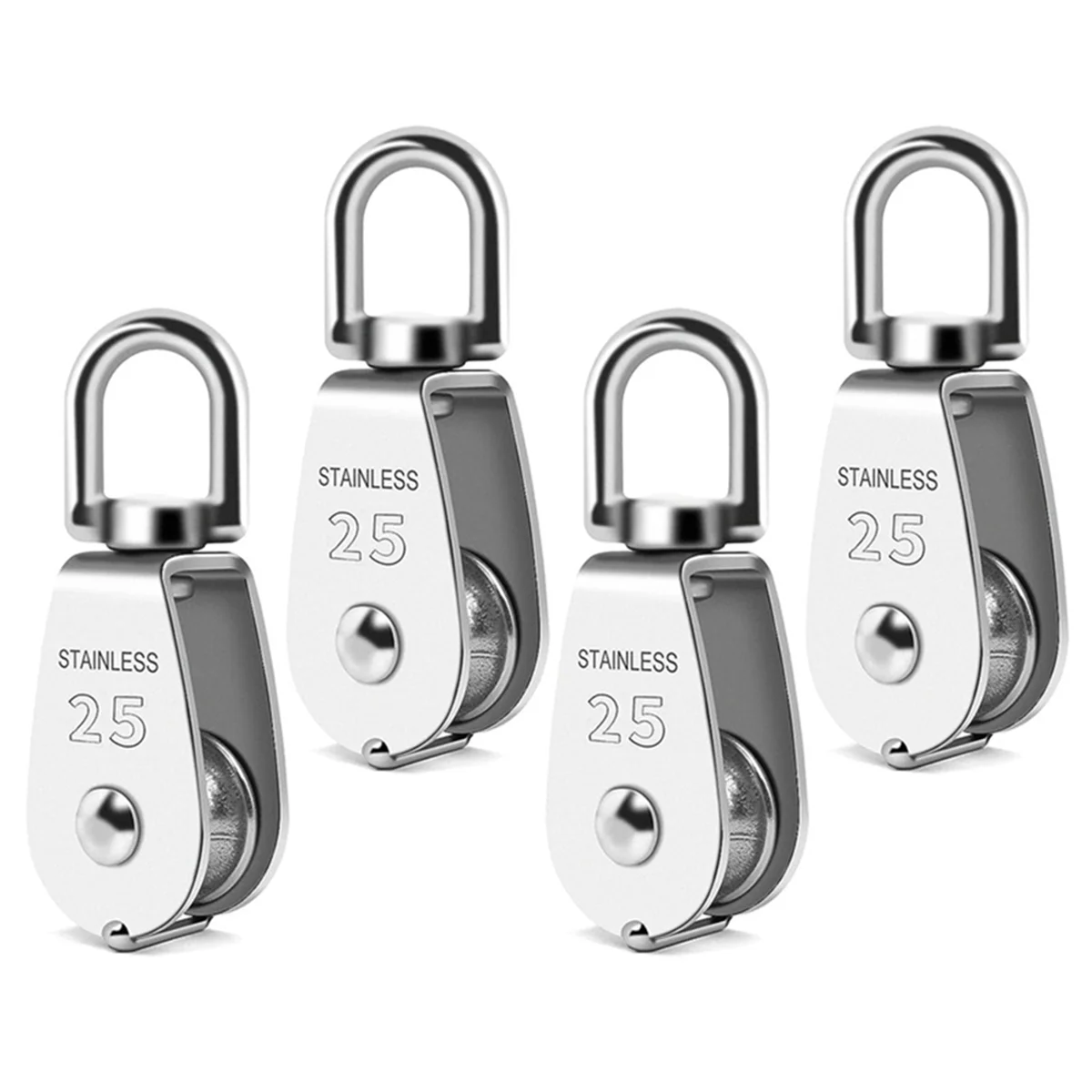 

Подъемный кран M25 с одним шкивом, тяжелый поворотный крючок из нержавеющей стали 304, веревка 330 дюйма, нагрузка фунтов (4 шт.)