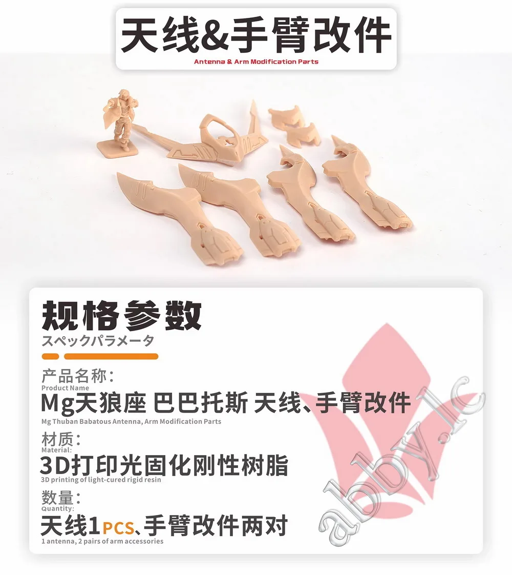 MG 1/100 바르바토스 루푸스 레진 안테나 전완 보호대 디테일업 파츠 21mm 미카즈키 아구스 파일럿 피규어 ASW-G-08 마스터 그레이드