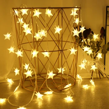 Guirnaldas de luces LED con forma de estrella, cadena de luces para exteriores, guirnalda de bombillas, luces para fiesta, hogar, boda, terraza, jardín, decoración navideña