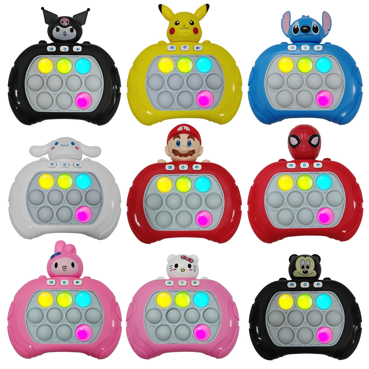 Spider Man & Stitch juego de empuje rápido Pop Up Fidget Bubble electrónico Pop it Pro juego ligero juguetes antiestrés para adultos niños regalo