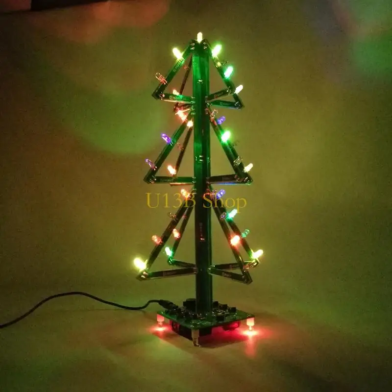 U13B DIY Music Christmas Tree Soldering Flashing LED 3D Xmas Tree Electronic Set