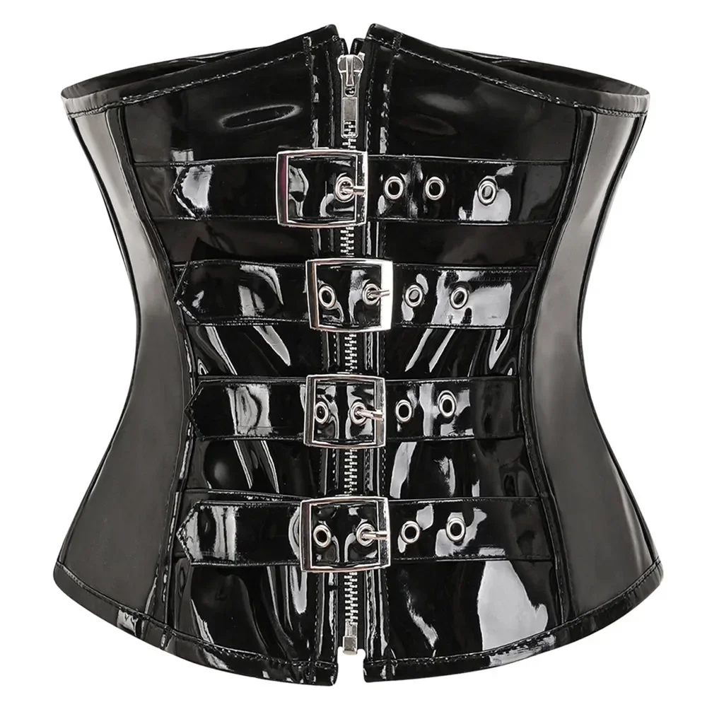 

Women Pvc Leather Corset Gothic Steampunk Bustier Punk Style Waist Trainer Cincher Shaper Underbust for Party Costumes Plus Size