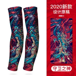 Ice Silk Summer Sun-proof Tattoo Sleeves - Cool, Personalized, Elastic Arm Gloves - One Size (Guardian angel)