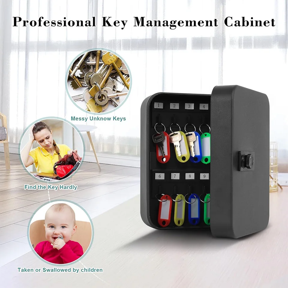 Wall Mounted Key Cabinet with Combination Lock