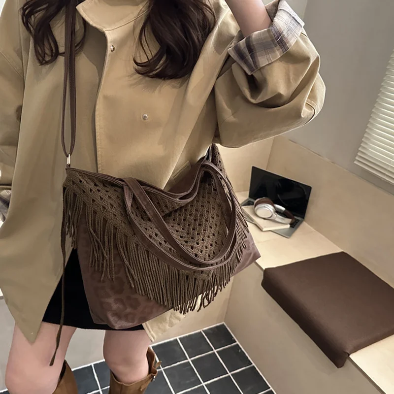 Woven Tote Bag Womens Purse Leather Shoulder Handbags Fashion Large Capacity Crossbody Tote Bags Travel Messegner Bags