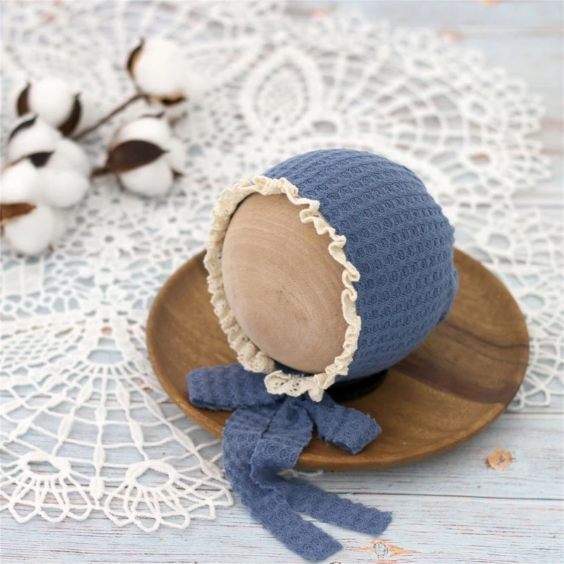 Knitting Nylon Baby Hat Adjustable Lace Boy Girl Beanie Cap For 0-3 Months Newborn Photography Props Bonnet Photo Accessories