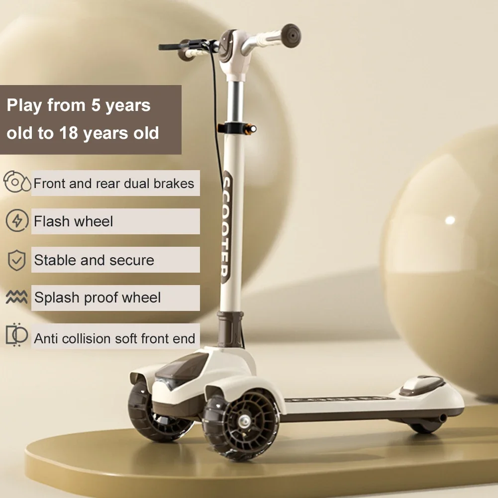 Outdoor Child's Foldable Kickboard Kick Scooter Flash Wheels Adult Kids Electric Scooter 3 Wheel Handbrake for 5-18 Years Old children scooter folding scooter foldable electric scooter
