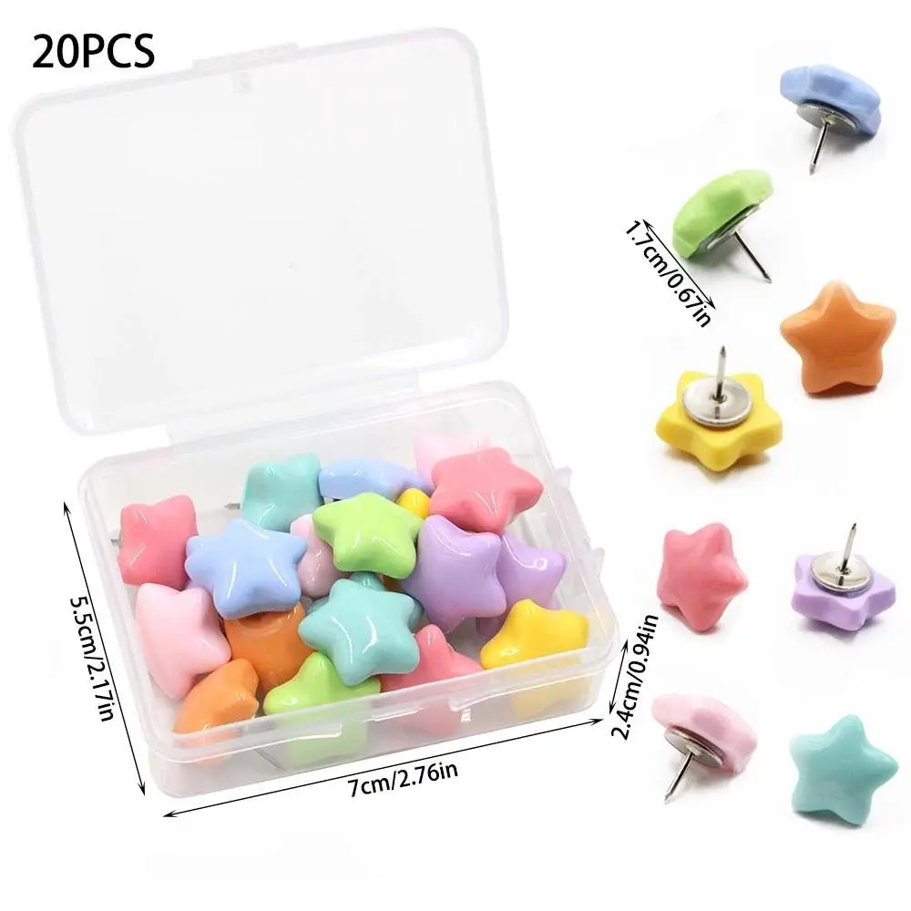 20/50개 내구성 있는 DIY 오각형 푸시핀 3D 마카롱 별 모양 푸시핀 창의적이고 귀여운 썸 타크스 코르크보드용