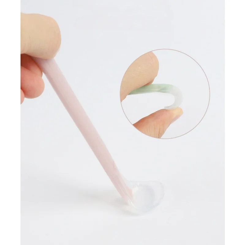 Food Grade Soft Silicone Baby Spoon Baby Cartoon Auxiliary Food Spoon Silicone Spoon Bite Resistant Feeding Tableware Set 4