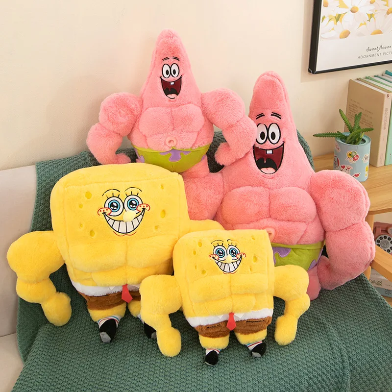

2024 New Kawaii Muscle Plush Toys Cartoon Bob Patrick Star Plushie Anime Figure Doll Chilren Kids Birthday Gift Holiday Gift